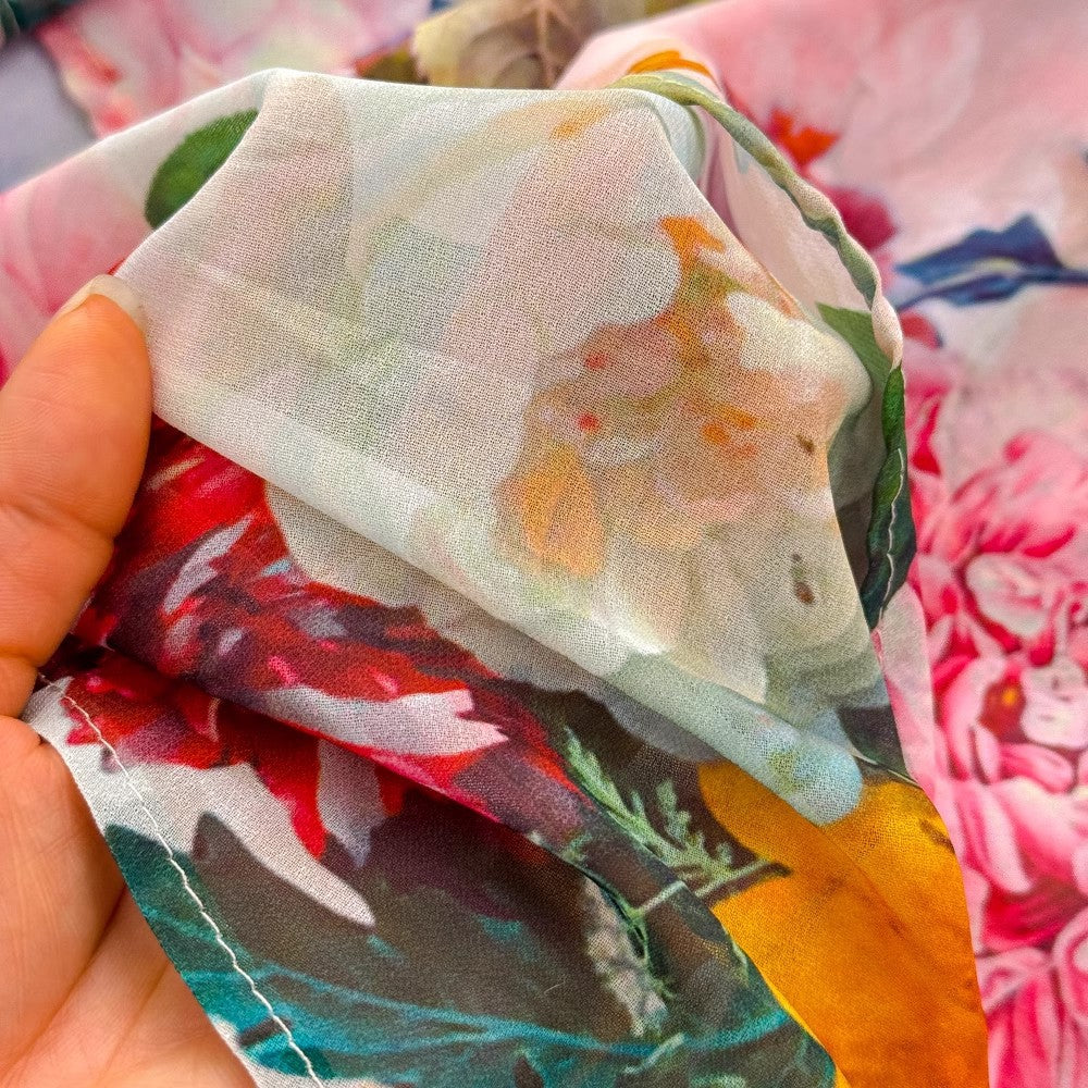 Elegant Vintage Floral A-Line Midi Dress with Lapel Collar